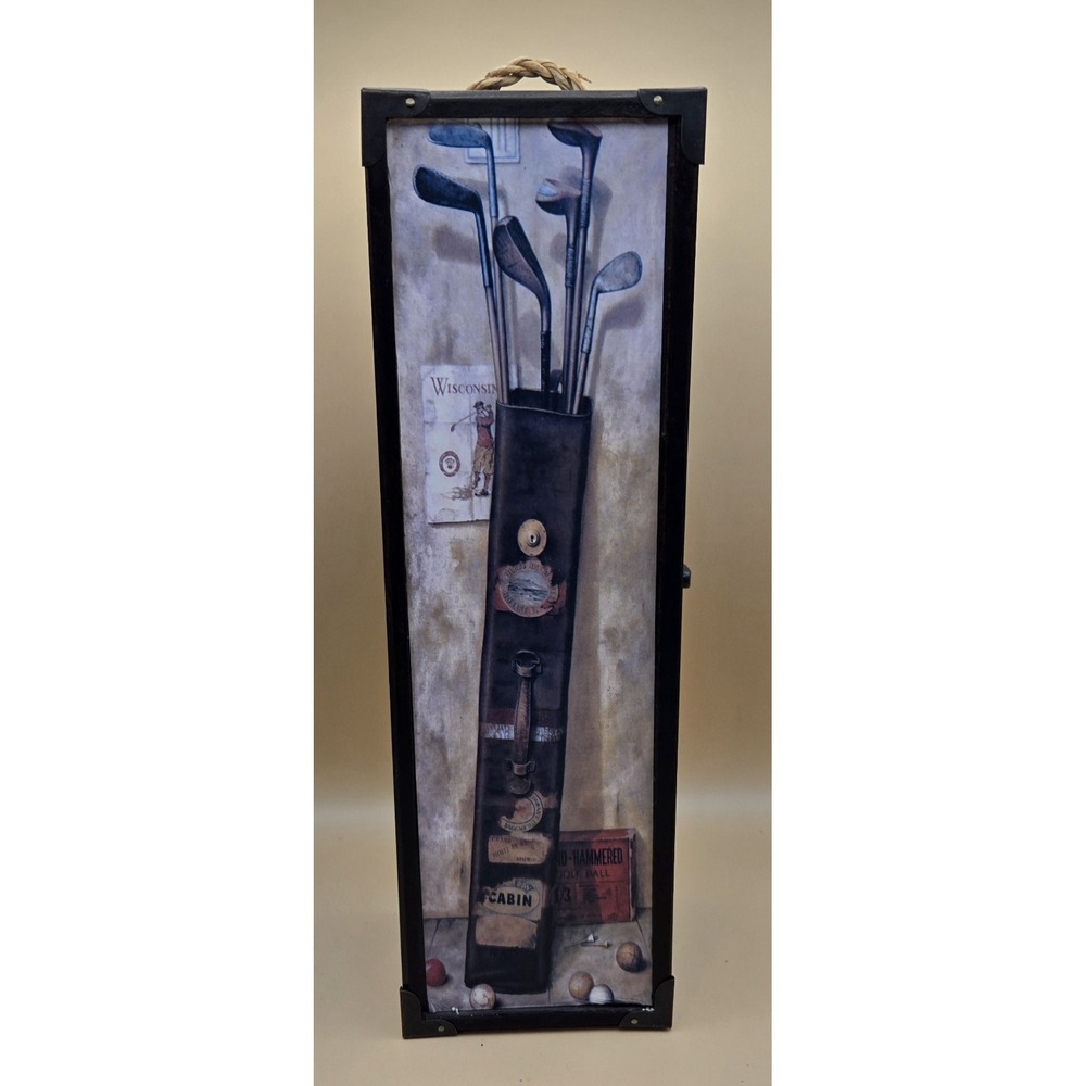 Golf‎ Themed Wine Lover's Gift: Wooden Wine Box/Carrier - used great condition